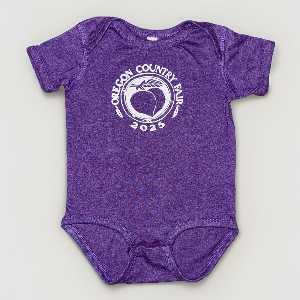Oregon Country Fair 2025 Baby One Piece 18M Purple Hippie Boho Snap Short Sleeve